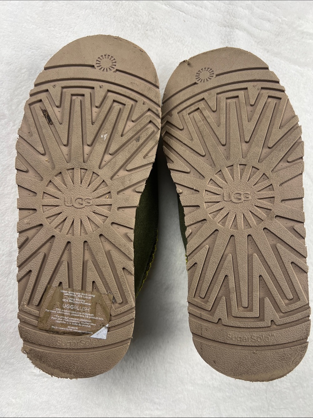 UGG Tazz Platform Slippers Burnt Olive Green Suede Women’s Size 8 Tasman Braid - Picture 4 of 9